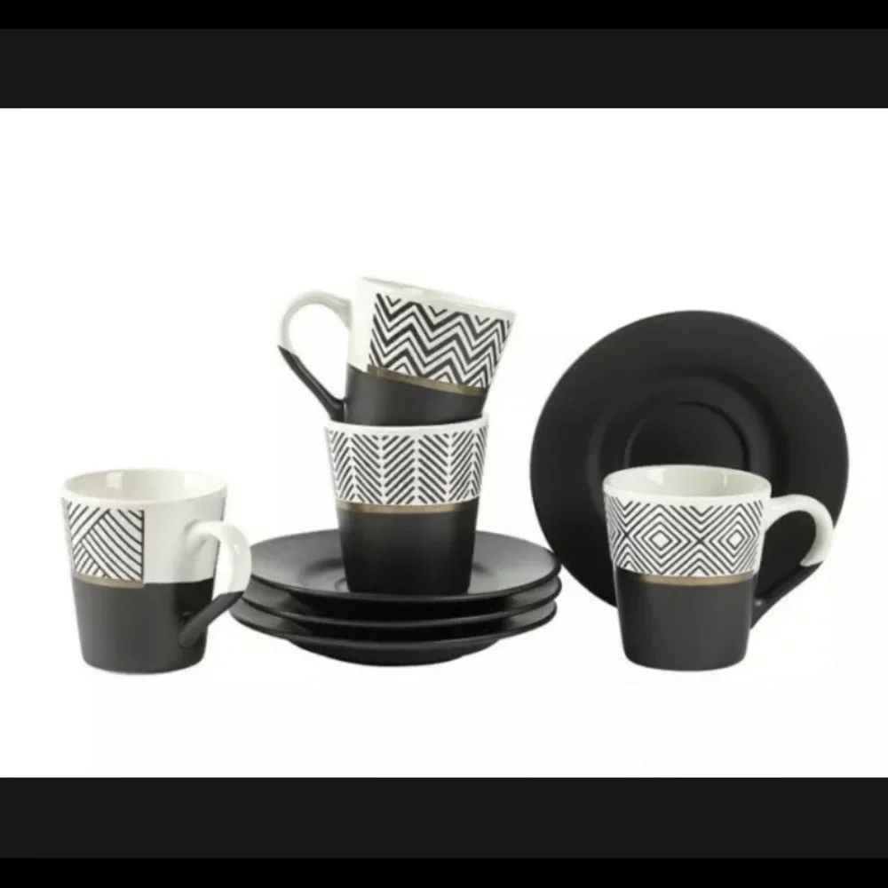4 Tabletops Gallery Italianate Demitasse Espresso Cups Plates modern geometric